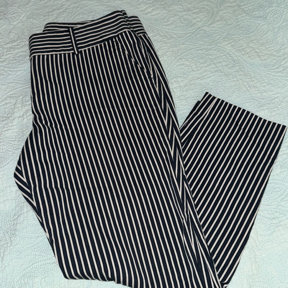 Ann Taylor Petite Women's Size 10P Blue & White Striped Pants Slacks